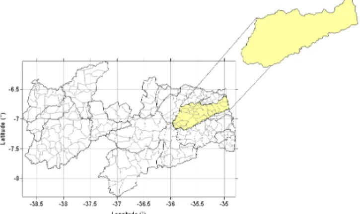 Figura 1. Localização da Bacia do Rio Mamanguape, em  relação ao estado da Paraíba