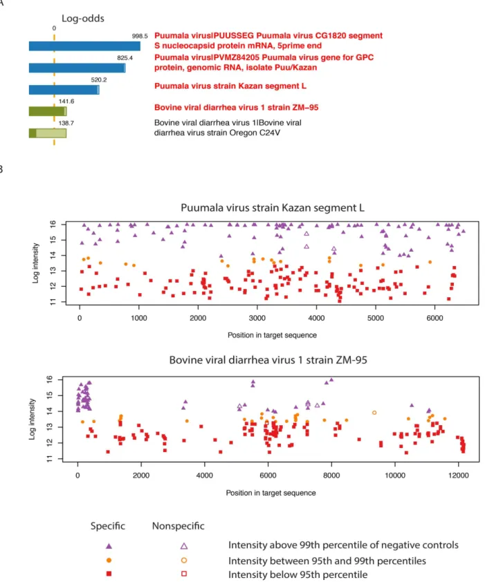 Figure 3. CLiMax analysis detects Puumala virus in a non-clinical sample. The results of microarray analyses of WT-amplified viral DNA- DNA-samples, using CLiMax analysis