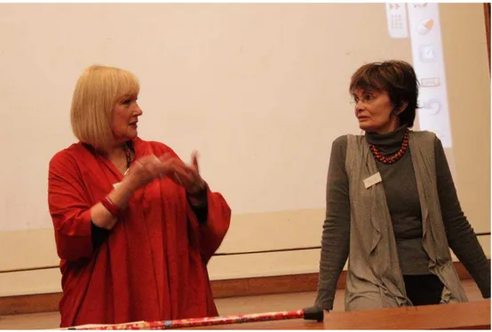 Figure 1 Griselda Pollock (left) in discussion with Claire Farago. Photo by author.