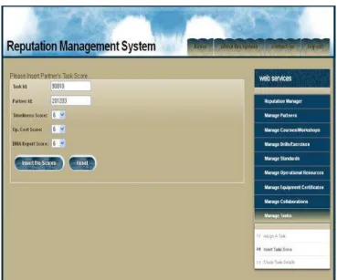 Fig. A-4. Administrator  can  enter  weights  for  different  factors.  Based  on  these  values,  a  Prioritize  List  of  partners  is  generated  based  on  Reputation  Score 