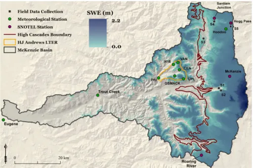 Fig. 5. Map of simulated SWE on 1 April 2009 for Reference conditions.