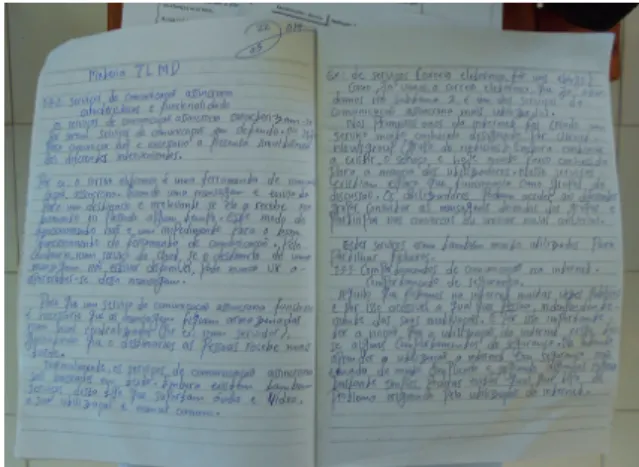Figure 2 - Student’s notebook depicting a MT lesson.