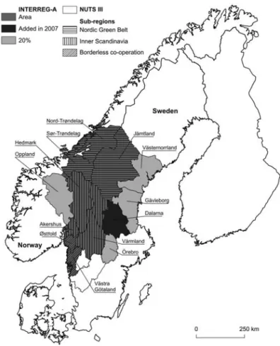 fig. 1 – snBr sub ­regions and interreg ­a area.