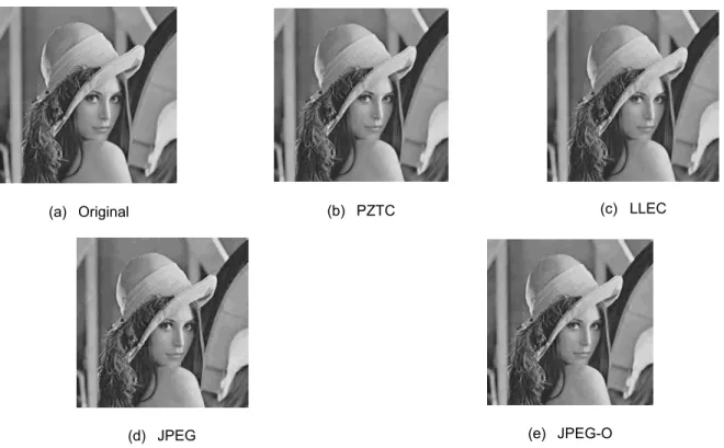 Figure 2. Visual comparison results of Lena at 0.25 bit rates. 