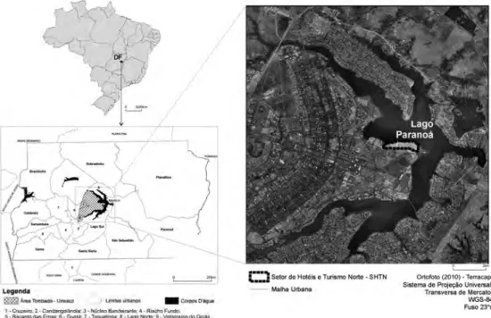 fig. 1 – Área Metropolitana de Brasília e Distrito federal. Plano Piloto de Brasília (Brasil).