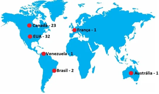 Figura I. Distribuição das bandas filarmónicas portuguesas em atividade no estrangeiro