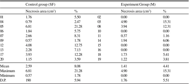 TABLE 3 - Necrosis evaluation through weight ratio.