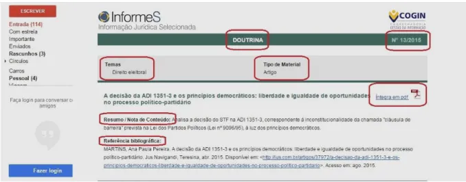 Figura 10 - Mensagem de e-mail recebida pelo usuário. Coleção Doutrina. 