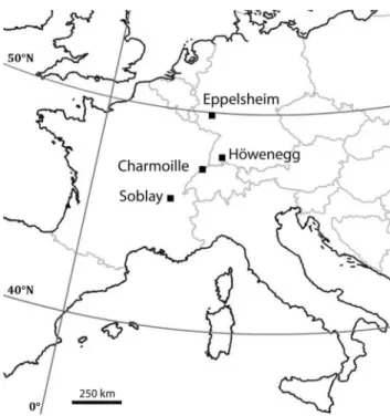 Figure 1. Geographic location of the investigated Late Miocene sampling sites.