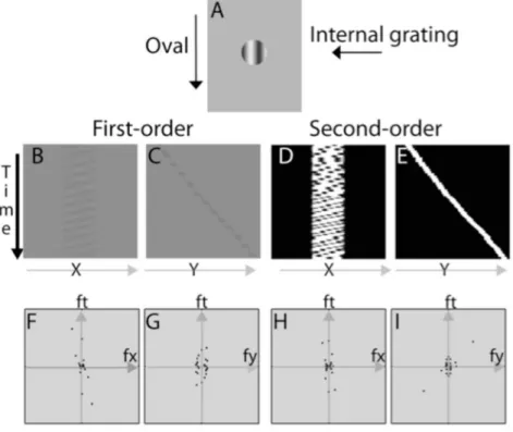 Figure 3. Motion analysis of the curveball illusion. A) A single frame of the curveball illusion