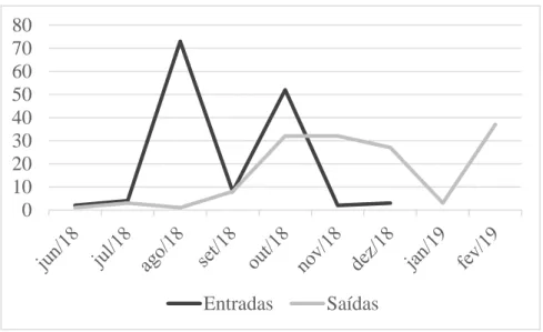 Gráfico  1  Entradas  e  saídas  no  Hospital  Militar  Português  de  Hendaia,  144  casos
