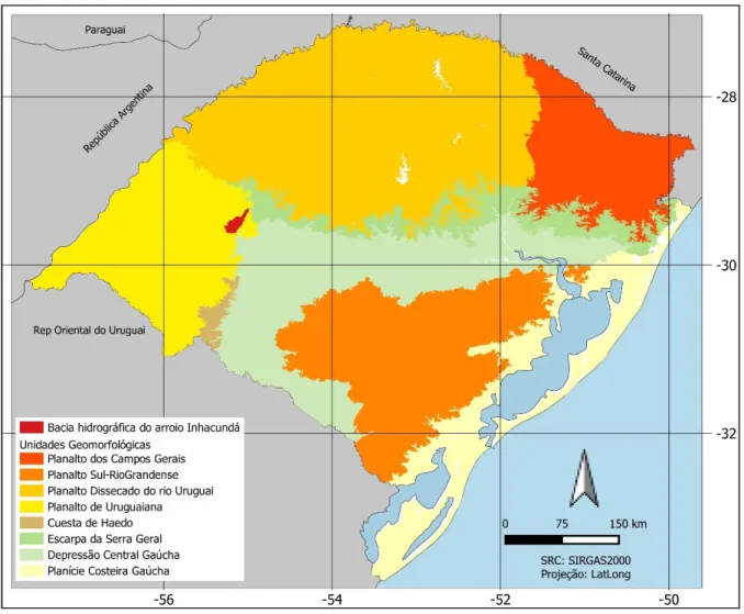 Figura 3: Unidades geomorfológicas do Rio Grande do Sul. 