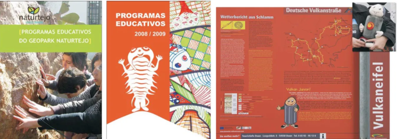 Figura 4: Programas educativos dos Geoparques Naturtejo e Arouca (Portugal) e do Geoparque  Vulkaneifel (Alemanha)