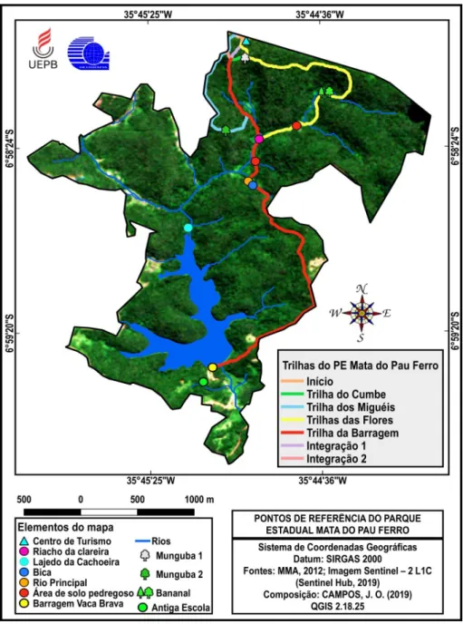 Figura 8: Mapeamento das trilhas do Parque Estadual Mata do Pau Ferro 