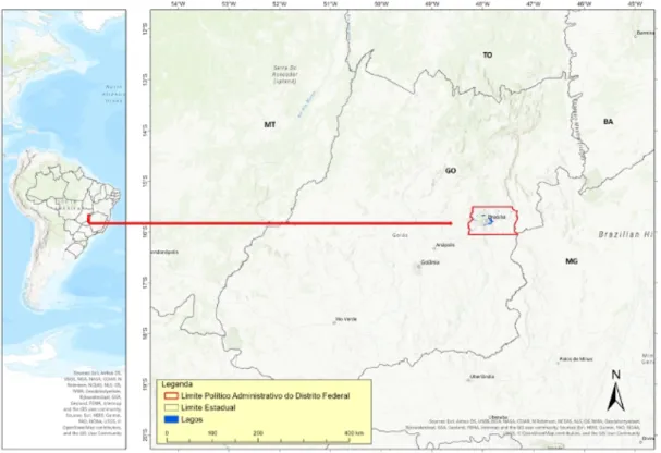 Figura 2: Localização geoespacial do Distrito Federal no Território do Brasil Central