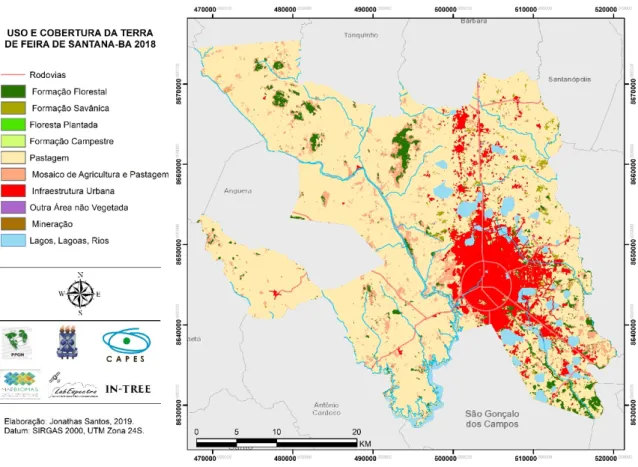 Figura 3: Classes do Mapbiomas do uso e cobertura da terra de Feira de Santana no ano de 2018