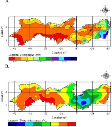 Tabela  1. Classes de aptidão climática para a cultura do pinhão-manso Regiões  Temperatura  (°C)  Pluviosidade (mm)  Apta  18,0 ≤ a ≤ 28,5  &gt; 1000 