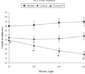 Figure 5 - Fiber bundle length changes of anterior cruciate ligament with flexion angle change.