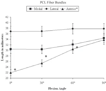 Figure 6 - Fiber bundle length changes of the posterior cruciate ligament with flexion angle change.