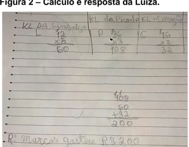 Figura 2 – Cálculo e resposta da Luiza. 