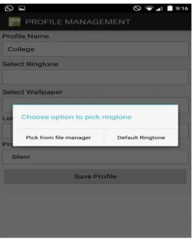 Fig 7.4 Screenshot for the ringtone selection 