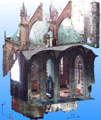 Figure 3. Network of spherical targets established in the  basement of the Chapel. 