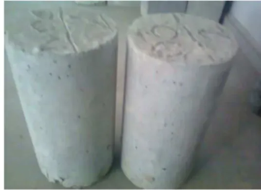 Figure 1 (a) Geopolymer concrete cubes                                Figure 1 (b) Geopolymer concrete cylinders