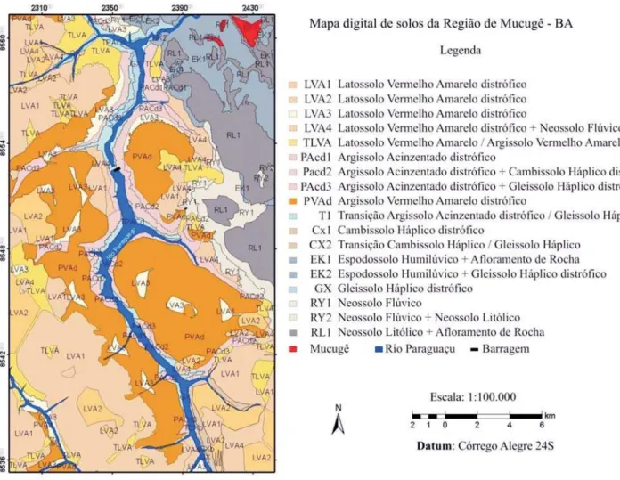 Figura 9. Mapa digital de solos gerado sob influência fuzzy da região de Mucugê, BA