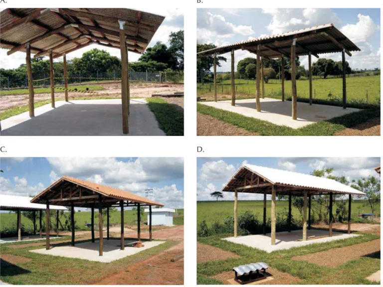 Figura 1. Protótipos avaliados: Telha reciclada (A), Telha fibrocimento (B), Telha cerâmica (C) e Telha cerâmica pintada de branco (D)