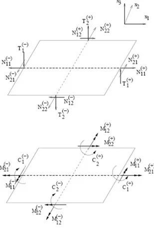 Fig. 3. Description of the internal loads in the proposed Cosse- Cosse-rat-type theory