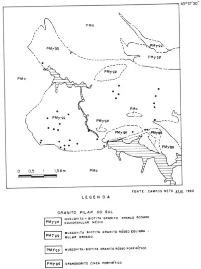 FIGURA 8 - Mapa geológico da porção oeste do granito Pilar do Sul.