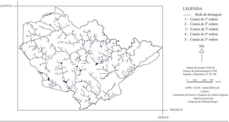 Figura 2. Caracterização da rede de drenagem do Município de Lagoa Seca, PB