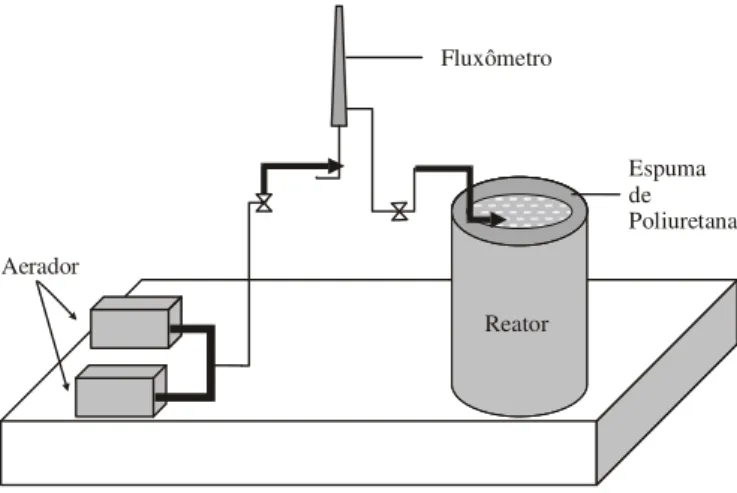 Figura  1.  Esquema  do reator  aeróbio com  biomassa imobilizada