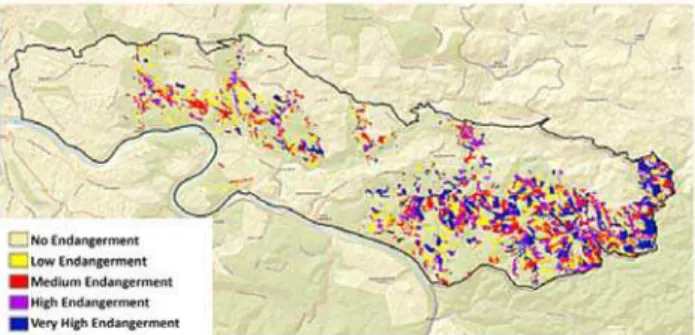 Figure 13. Prediction map for endangerment of infection by Ips  Typographus L. in the National Park “Sächsische  Schweiz” in Saxony, Germany 