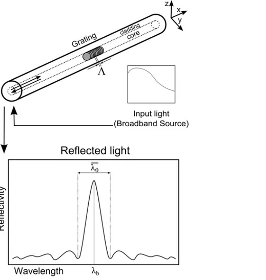 Fig 4. Fibre Bragg grating response in a free state.