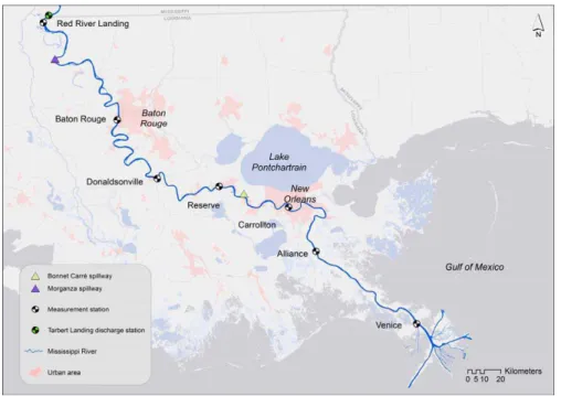 Fig. 1. Map of the study area of the Mississippi River.