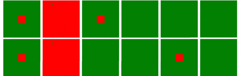 Fig 4. For a specific initial setup, characteristic patterns between cooperators and defectors on two interdependent lattices at MCS = 1 and MCS = 50000 under case I