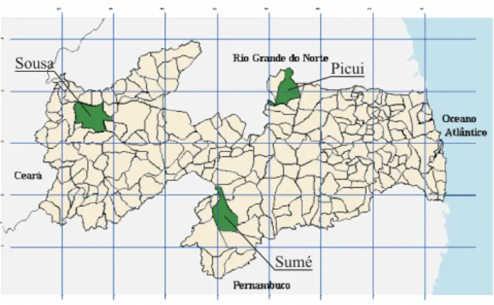 Figura 2. Precipitação média nas décadas de 70, 80 e 90, para o Estado da Paraíba