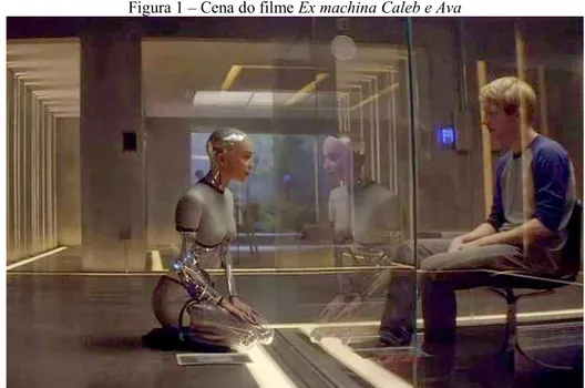 Figura 1  Cena do filme Ex machina Caleb e Ava