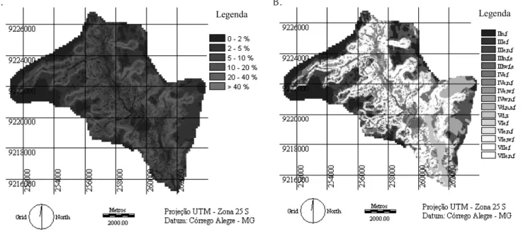 Tabela 1. Distribuição das classes de capacidade de uso das terras, por unidade de solos e classes de declividades, para a Microbacia Hidrográfica do Riacho Una, Sapé, PB