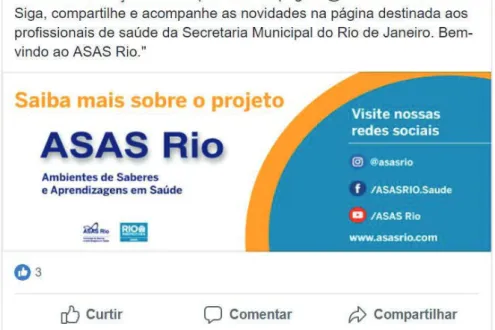 Figura 4 – Postagem de desativação da página do Facebook da Estação Otics-Rio AP3.3 Madureira Fonte: Facebook, post Estação Otics-Rio AP3.3 Madureira (2017).