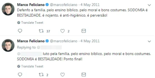 Figura 2 – Marco Feliciano: Posts do dia 4 de maio de 2011 Fonte: Twitter (2018).