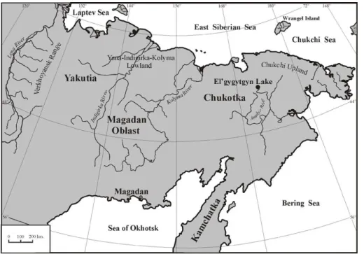 Fig. 1. Map of northeast Siberia showing location of Lake El’gygytgyn.
