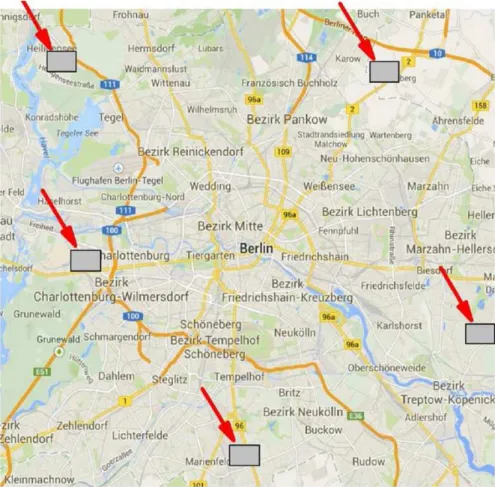 Figure 2. Map with the Berlin measurement stations.