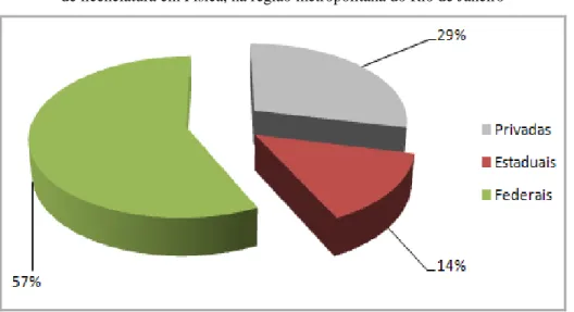 Gráfico 3 – Distribuição percentual das instituições que possuem o curso                                                                     de licenciatura em Física, na região metropolitana do Rio de Janeiro 