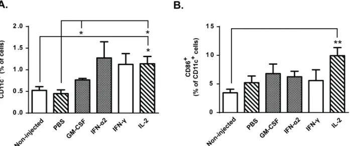 Fig 3. Intra-tumor accumulation of antigen-presenting cells (APCs) is increased by GM-CSF and IL-2