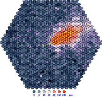 Figure 2. Example output from sim telarray showing telescope camera triggered by a single incident gamma ray