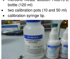 Figure 7. Kit for determination of chloride HI 3815 (Hanna Instruments)  