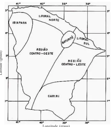 Figura 3. Isolinhas de altitude dos postos pluviais do Estado do Ceará