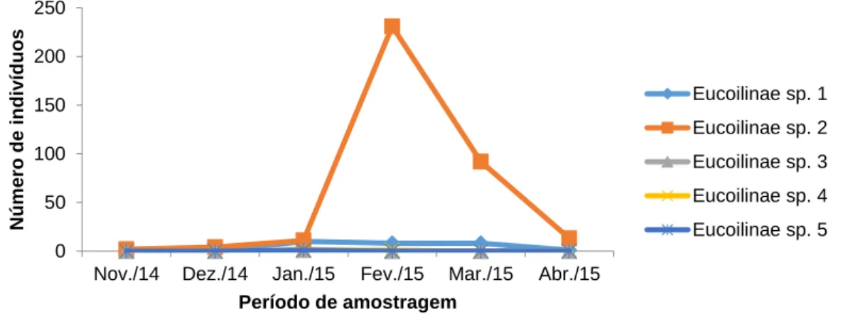 Tabela 3 - Dados meteorológicos (Estação Meteorológica Automática de Araguatins) de Araguatins,  Tocantins, Brasil no período de novembro de 2014 a abril de 2015 